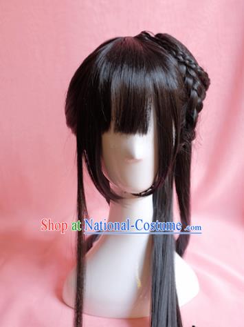 Traditional Chinese Han Dynasty Nobility Lady Wigs Sheath Cosplay Ancient Goddess Female Swordsman Chignon for Women