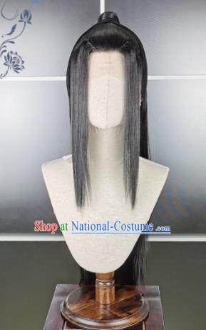 Traditional Chinese Cosplay Young Swordsman Wigs Sheath Ancient Kawaler Chignon for Men