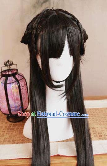 Traditional Chinese Ming Dynasty Princess Bai Zhi Wigs Cosplay Ancient Goddess Female Swordsman Chignon for Women