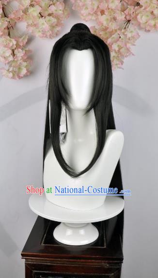 Traditional Chinese Cosplay Swordsman Wigs Sheath Ancient Taoist Prince Chignon for Men