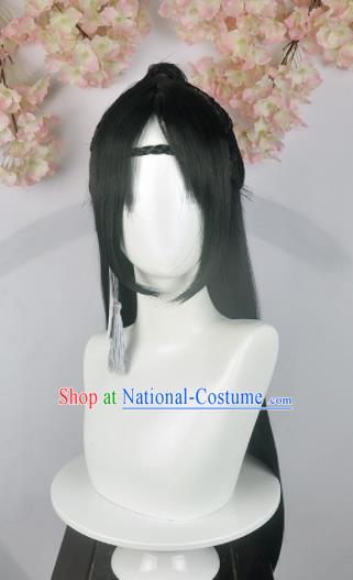 Traditional Chinese Cosplay Swordsman Wigs Sheath Ancient Nobility Childe Prince Chignon for Men