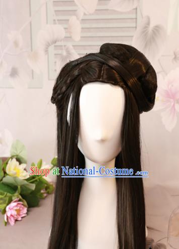 Traditional Chinese Ming Dynasty Geisha Wigs Cosplay Ancient Goddess Female Swordsman Chignon for Women