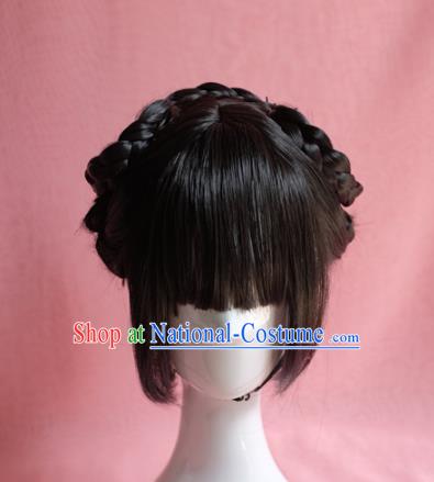 Traditional Chinese Song Dynasty Nobility Lady Wigs Sheath Cosplay Ancient Goddess Female Swordsman Chignon for Women