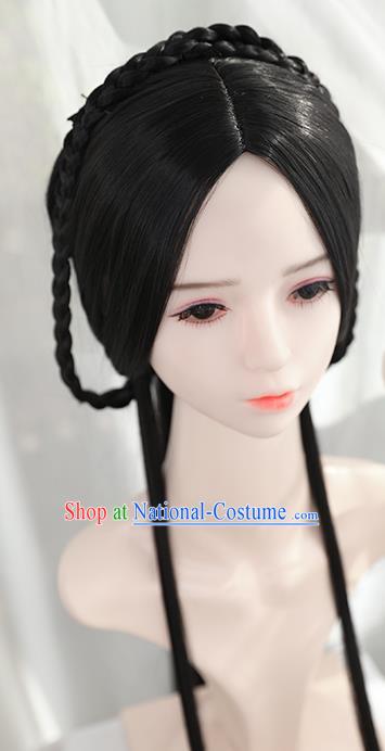 Traditional Chinese Cosplay Ming Dynasty Princess Wigs Sheath Ancient Female Swordsman Chignon for Women