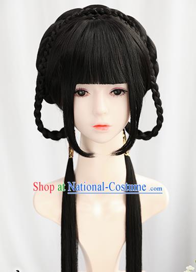 Traditional Chinese Cosplay Song Dynasty Princess Wigs Sheath Ancient Nobility Lady Chignon for Women