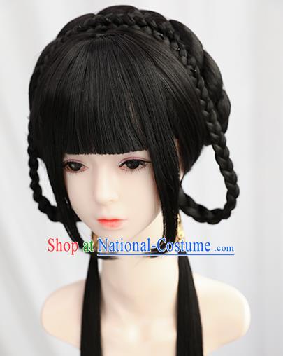 Traditional Chinese Cosplay Song Dynasty Princess Wigs Sheath Ancient Nobility Lady Chignon for Women