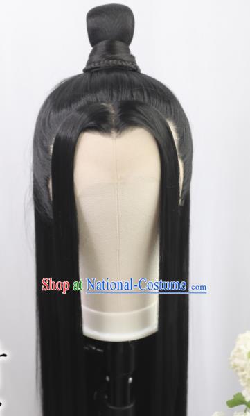 Traditional Chinese Cosplay Taoist Lan Wangji Wigs Sheath Ancient Young Swordsman Chignon for Men