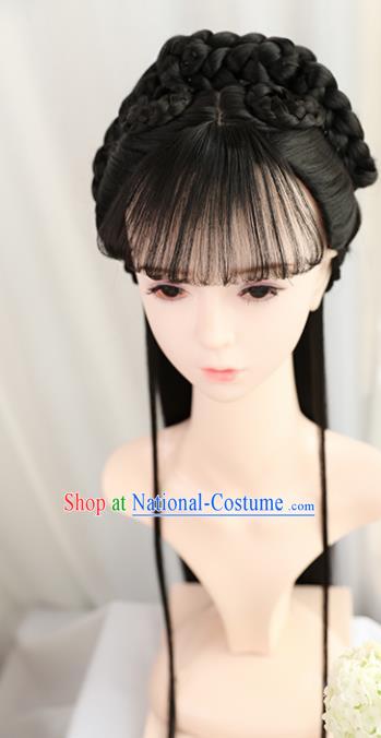 Traditional Chinese Cosplay Ming Dynasty Princess Goddess Wigs Sheath Ancient Nobility Lady Chignon for Women