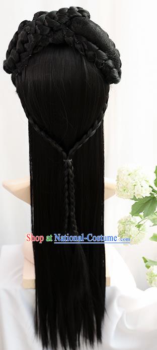 Traditional Chinese Cosplay Ming Dynasty Princess Goddess Wigs Sheath Ancient Nobility Lady Chignon for Women