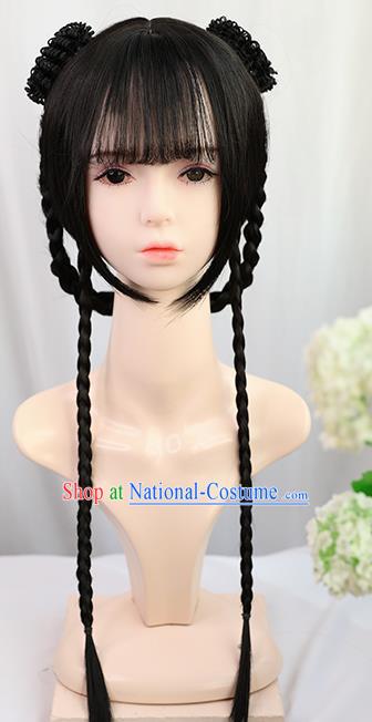 Traditional Chinese Cosplay Song Dynasty Nobility Lady Wigs Sheath Ancient Queen Chignon for Women