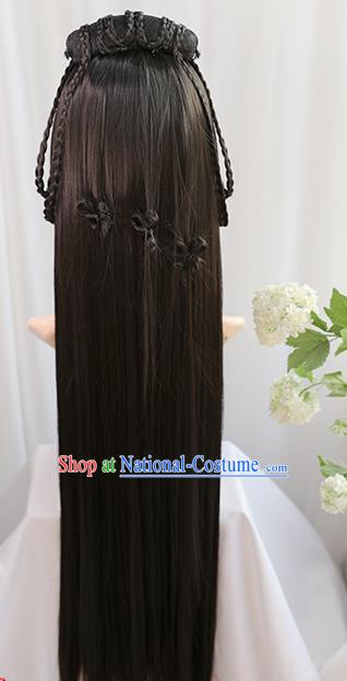 Traditional Chinese Cosplay Jin Dynasty Nobility Lady Wigs Sheath Ancient Princess Chignon for Women