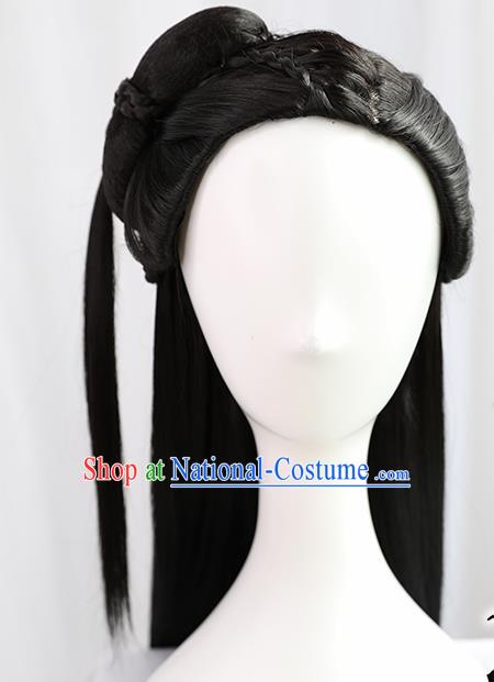 Traditional Chinese Cosplay Ming Dynasty Nobility Lady Wigs Sheath Ancient Princess Chignon for Women