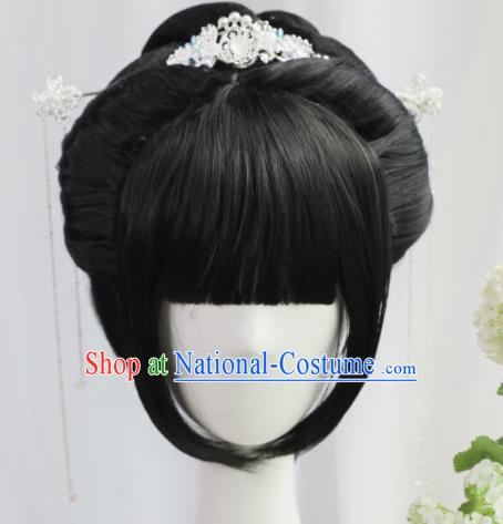 Traditional Chinese Cosplay Ming Dynasty Wigs Sheath Ancient Nobility Lady Chignon for Women