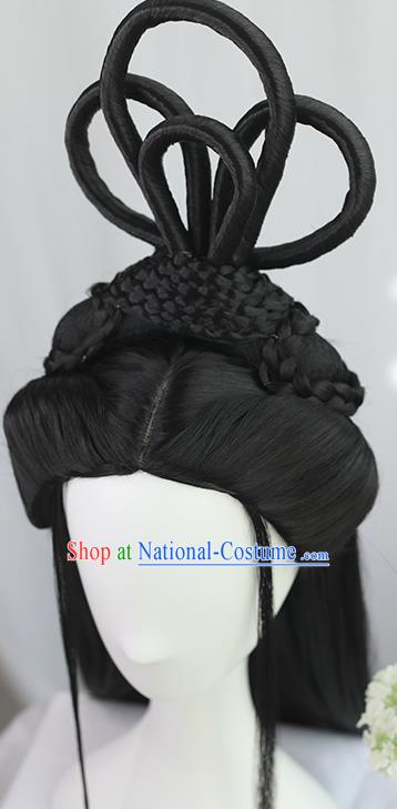 Traditional Chinese Cosplay Jin Dynasty Palace Princess Wigs Sheath Ancient Flying Apsaras Chignon for Women