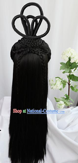 Traditional Chinese Cosplay Jin Dynasty Palace Princess Wigs Sheath Ancient Flying Apsaras Chignon for Women