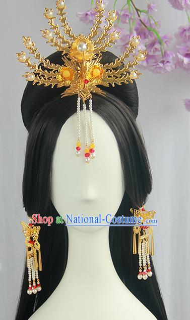 Traditional Chinese Cosplay Tang Dynasty Palace Queen Wigs Sheath Ancient Flying Apsaras Chignon for Women