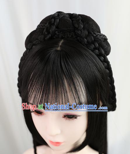 Traditional Chinese Cosplay Song Dynasty Palace Queen Wigs Sheath Ancient Flying Apsaras Chignon for Women