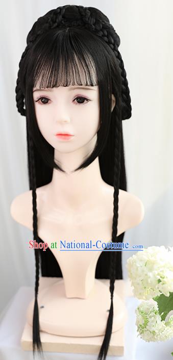 Traditional Chinese Cosplay Song Dynasty Palace Queen Wigs Sheath Ancient Flying Apsaras Chignon for Women