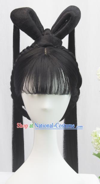 Traditional Chinese Cosplay Ming Dynasty Young Lady Wigs Sheath Ancient Flying Apsaras Chignon for Women