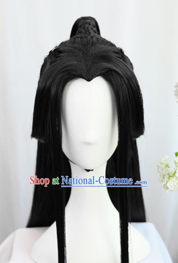 Traditional Chinese Cosplay Taoist Priest Prince Xie Lian Wigs Sheath Ancient Young Swordsman Chignon for Men