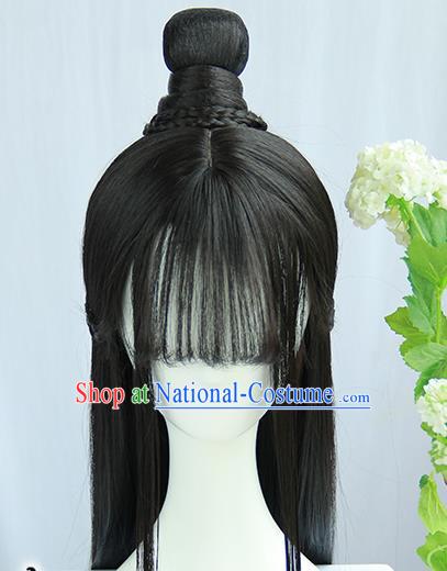 Traditional Chinese Cosplay Jin Dynasty Nobility Lady Wigs Sheath Ancient Flying Apsaras Chignon for Women