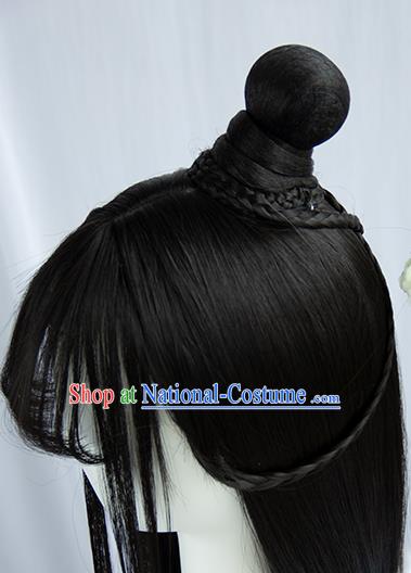 Traditional Chinese Cosplay Jin Dynasty Nobility Lady Wigs Sheath Ancient Flying Apsaras Chignon for Women