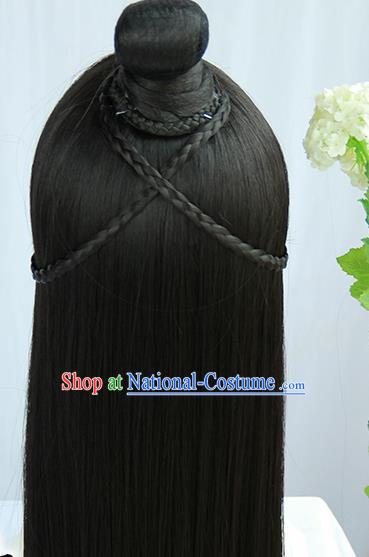 Traditional Chinese Cosplay Jin Dynasty Nobility Lady Wigs Sheath Ancient Flying Apsaras Chignon for Women