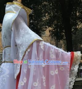 Traditional Chinese Cosplay Crown Prince White Costumes Ancient Swordsman Hanfu Clothing for Men