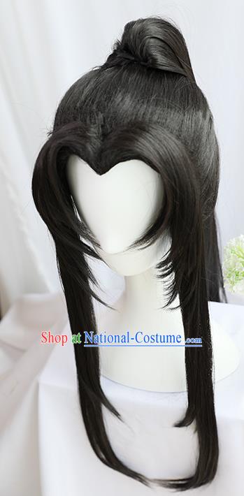 Traditional Chinese Cosplay Taoist Priest Jin Ling Wigs Sheath Ancient Young Swordsman Chignon for Men