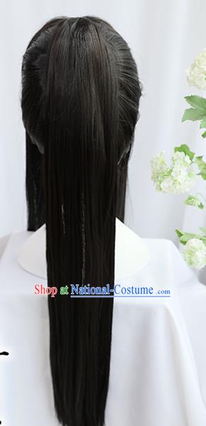 Traditional Chinese Cosplay Taoist Priest Jin Ling Wigs Sheath Ancient Young Swordsman Chignon for Men