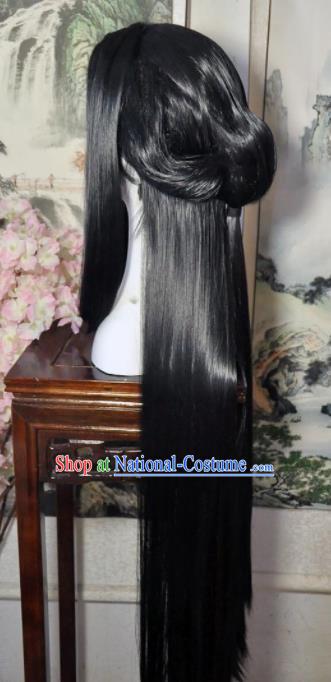 Traditional Chinese Cosplay Swordsman Wigs Sheath Ancient Nobility Childe Crown Prince Chignon for Men