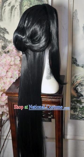 Traditional Chinese Cosplay Swordsman Wigs Sheath Ancient Nobility Childe Crown Prince Chignon for Men