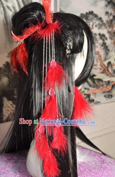 Traditional Chinese Cosplay Court Princess Aranya Wigs Sheath Ancient Goddess Chignon for Women