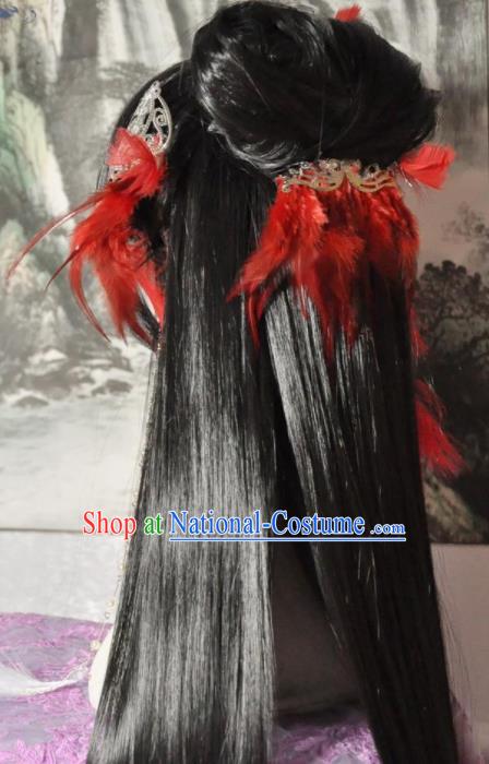 Traditional Chinese Cosplay Court Princess Aranya Wigs Sheath Ancient Goddess Chignon for Women