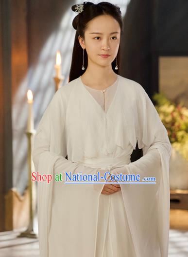 Chinese Ancient Court Maid White Dress Drama Love and Destiny Lady Hua Yan in the Nine Heavens Costumes for Women