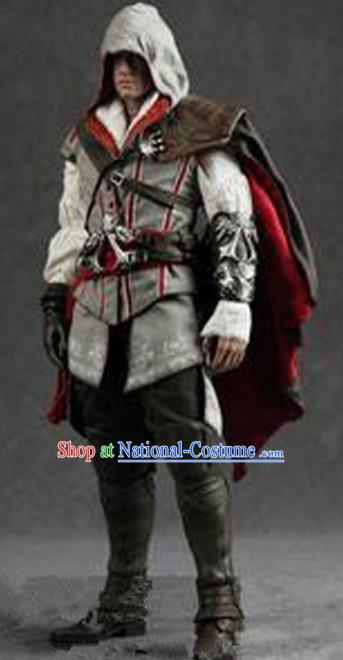 Top Grade Cosplay Assassin White Costumes Halloween Swordsman Clothing for Men