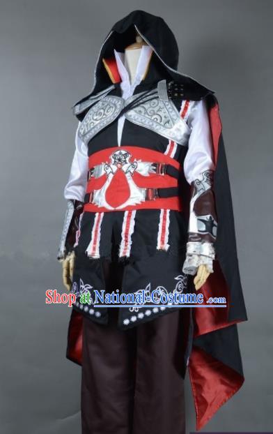 Top Grade Cosplay Assassins Creed Embroidered Costumes Halloween Swordsman Clothing for Men