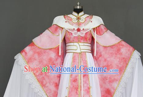 Traditional Chinese Cosplay Queen Pink Dress Ancient Drama Female Swordsman Costumes for Women