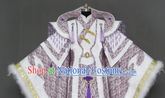 Traditional Chinese Cosplay Queen Lilac Dress Ancient Drama Female Swordsman Costumes for Women