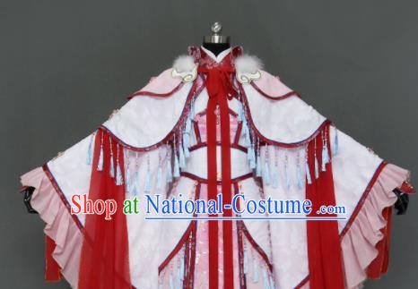 Traditional Chinese Cosplay Goddess Queen Pink Dress Ancient Drama Female Swordsman Costumes for Women