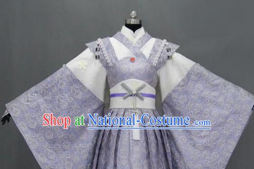 Traditional Chinese Cosplay Goddess Queen Violet Dress Ancient Drama Female Swordsman Costumes for Women