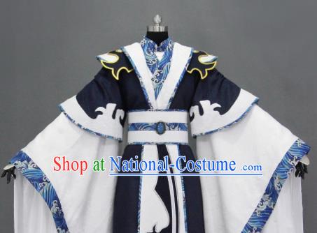 Chinese Traditional Cosplay King Navy Costumes Ancient Swordsman Clothing for Men