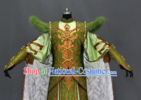 Traditional Chinese Cosplay Goddess Queen Green Dress Ancient Drama Female Swordsman Costumes for Women