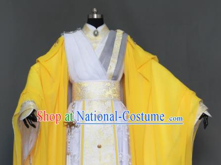 Customize Chinese Traditional Cosplay Taoist King Yellow Costumes Ancient Swordsman Clothing for Men