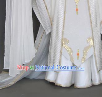 Customize Chinese Traditional Cosplay Taoist King White Costumes Ancient Swordsman Clothing for Men