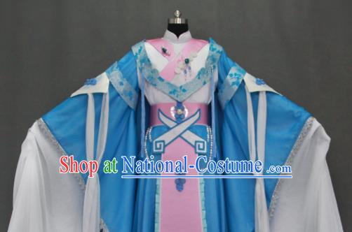 Traditional Chinese Cosplay Court Princess Blue Dress Ancient Drama Female Swordsman Costumes for Women