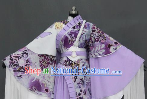 Traditional Chinese Cosplay Court Princess Purple Dress Ancient Drama Female Swordsman Costumes for Women