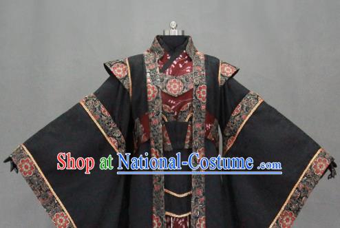 Customize Chinese Traditional Cosplay Monarch Black Costumes Ancient Swordsman Clothing for Men