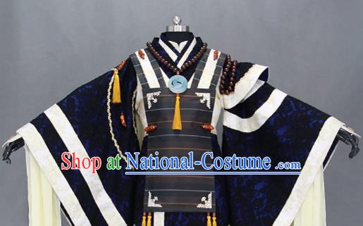 Customize Chinese Traditional Cosplay Taoist Priest Navy Costumes Ancient Swordsman Clothing for Men