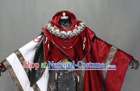 Customize Chinese Traditional Cosplay Taoist Priest Purplish Red Costumes Ancient Swordsman Clothing for Men